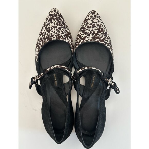 Anthropologie "Pied Justice" Animal Print Pointy Toe Mary Jane Flats, Size 41 - Picture 1 of 6